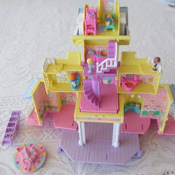 VINTAGE POLLY POCKET CLUBHOUSE MANSION + MERRY-GO-ROUND; OPENS UP VERY WIDE! EUC - Picture 14 of 16
